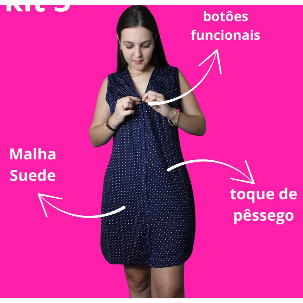 Camisola de botão Regata malha Suede Roupa de dormir