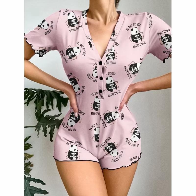 Macaquinho Pijama Com Botões em Suede Personagem