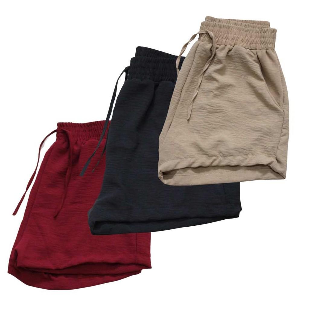 Kit 3 Short Duna Feminino Com Bolso Sortida