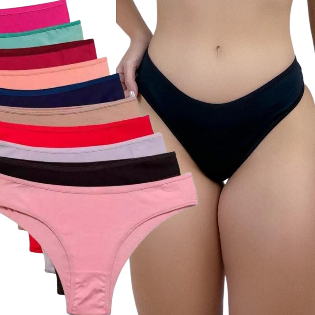 Kit 10 Calcinhas Algodão Conforto Básica Cores Variadas