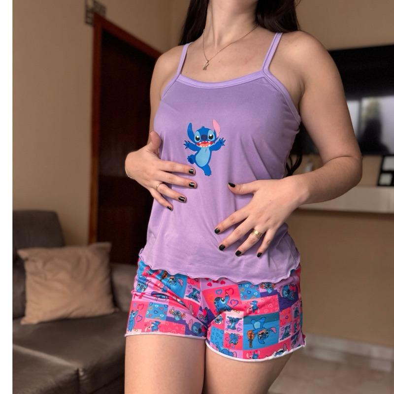 Baby Doll stitch confortável duravel feminimo DTF short curto