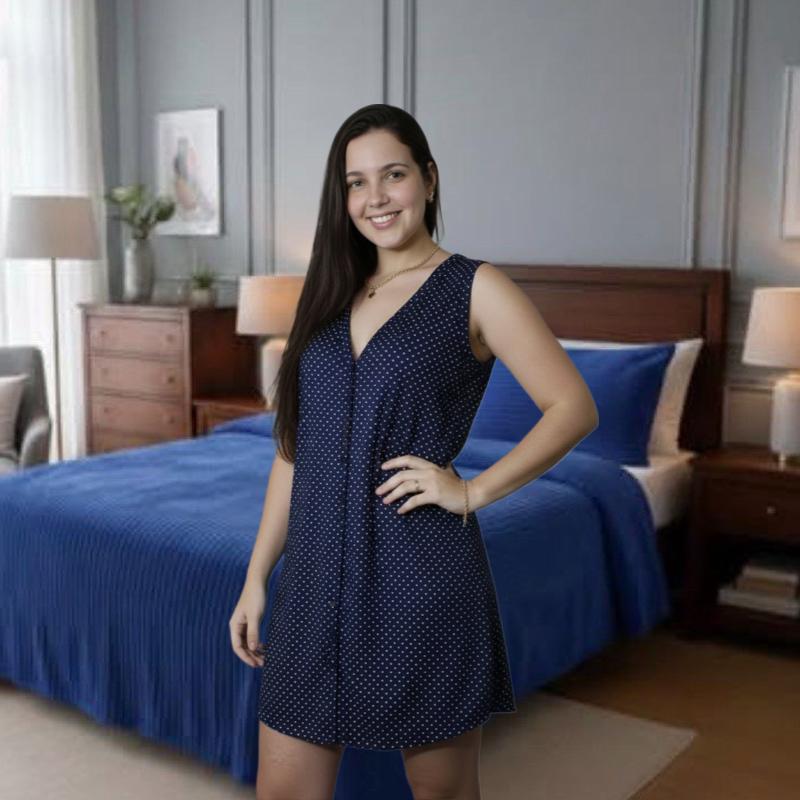 Camisola de botão Regata malha Suede Roupa de dormir