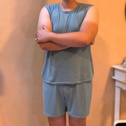 Pijama Regata em Malha Suede Verão Dormir Masculino Homem Confortável e Respirável