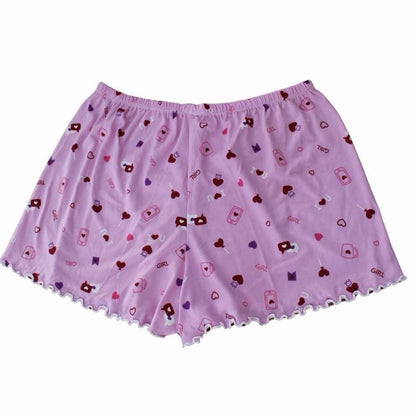 Kit 4 Shorts de Pijama Estampado Ondinha Suede Confortável Feminino Curto Estampa Viva e Colorida