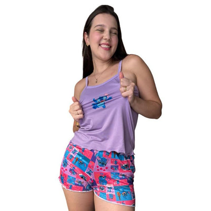 Baby Doll stitch confortável duravel feminimo DTF short curto
