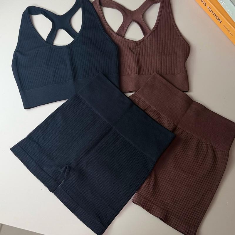 Conjunto Top e Short Canelado Fitness para Treino e Atividades Esportivas