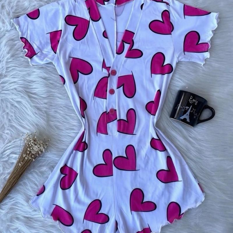Macaquinho Pijama Com Botões em Suede Personagem