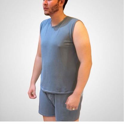 Pijama Regata em Malha Suede Verão Dormir Masculino Homem Confortável e Respirável