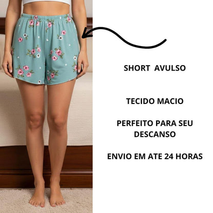 Kit 4 Shorts Feminino Pijama Suede Confortável Adulto Avulso Estampado Trajes Para Dormir Shortdoll