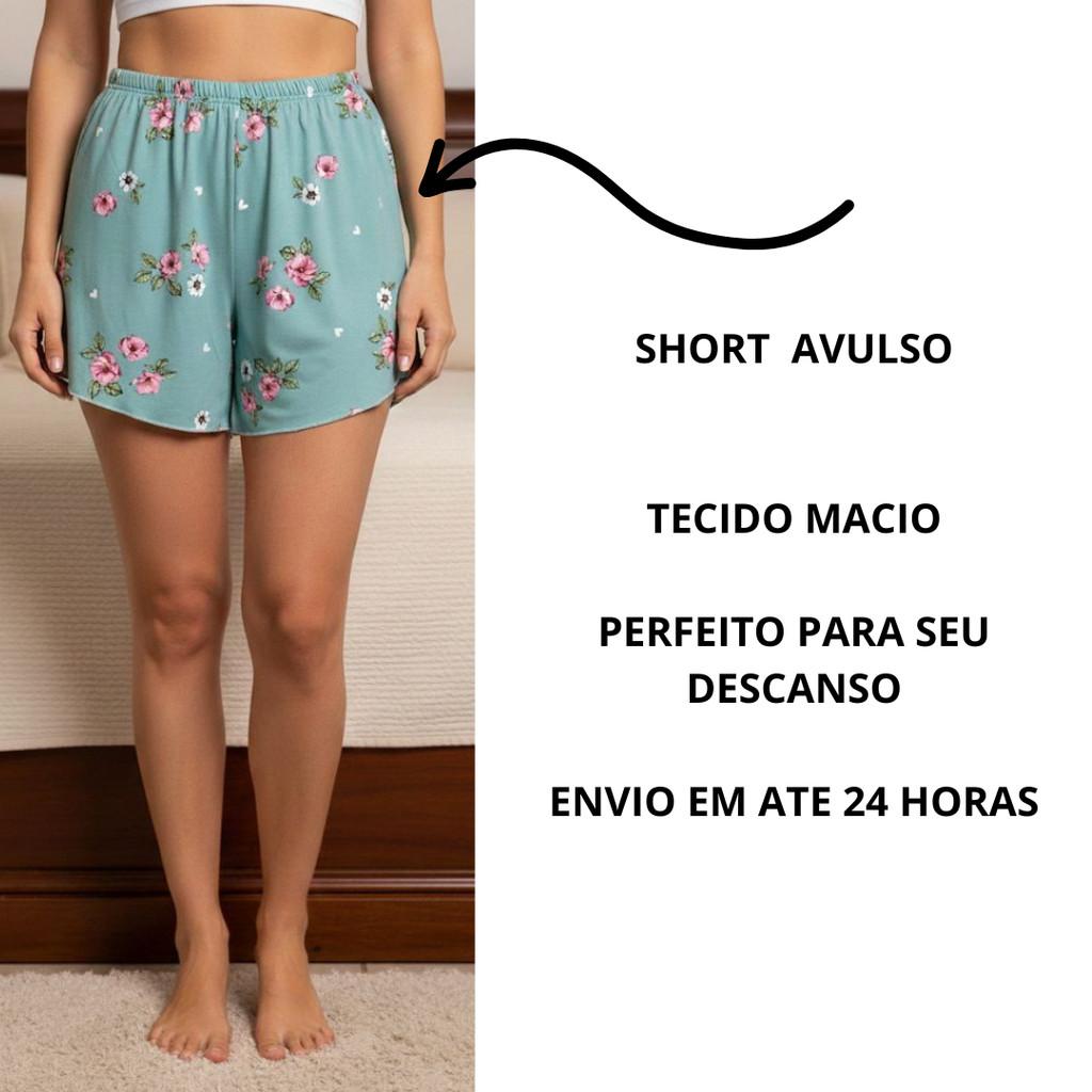 Kit 4 Shorts Feminino Pijama Suede Confortável Adulto Avulso Estampado Trajes Para Dormir Shortdoll