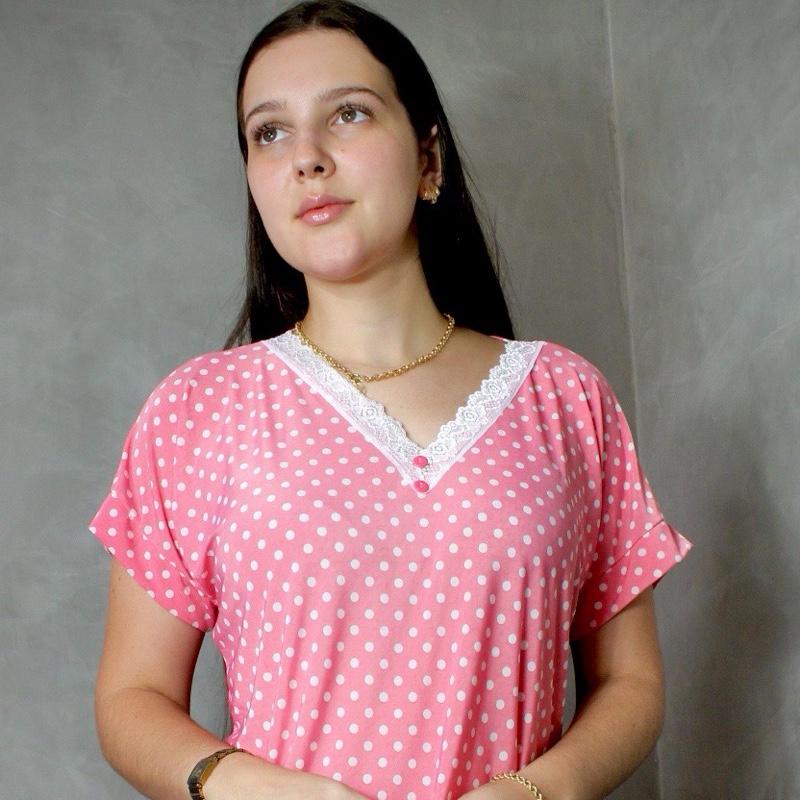 Kit 2 Camisolas Liganete Malha Fria com Renda e Botões detalhes Manga larga Cores Variadas