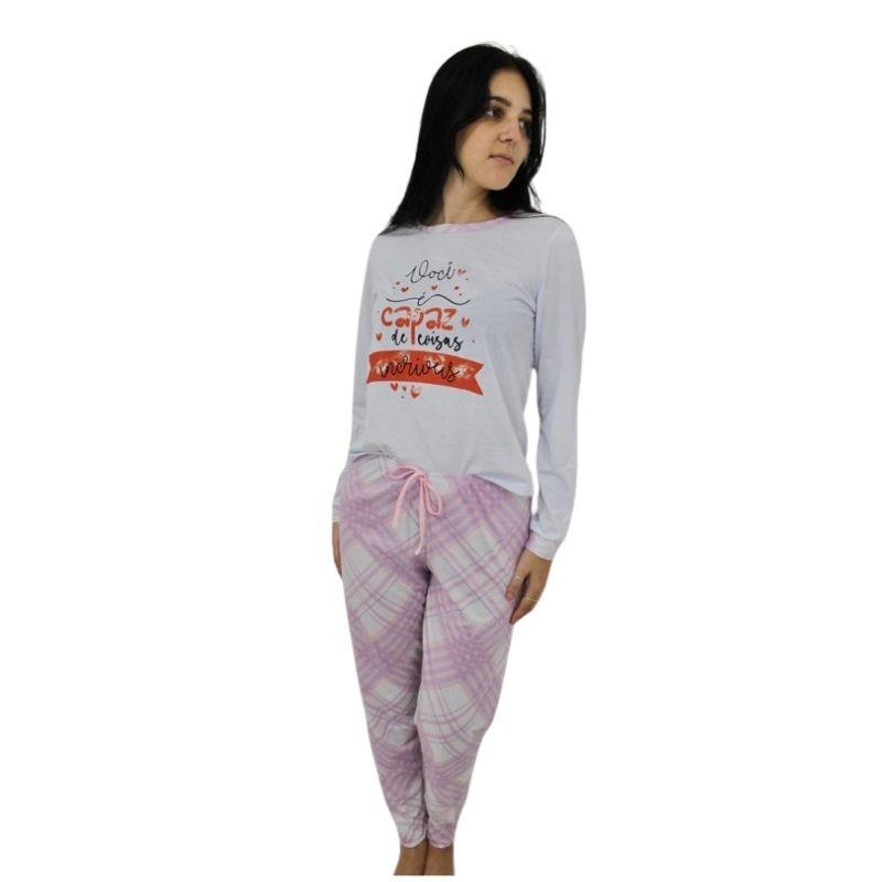 pijama feminino manga longa confortável