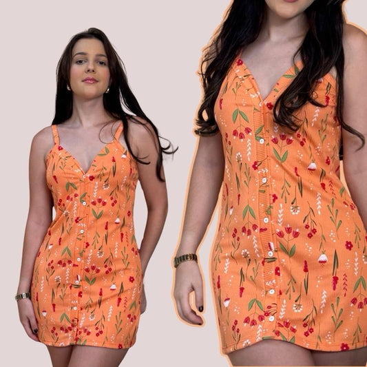 Camisola de Alcinha Canelada com Botões Frontais Estampado Roupa de Dormir Elegante para Viagens e Prática para Uso Diário Tamanhos P ao XG
