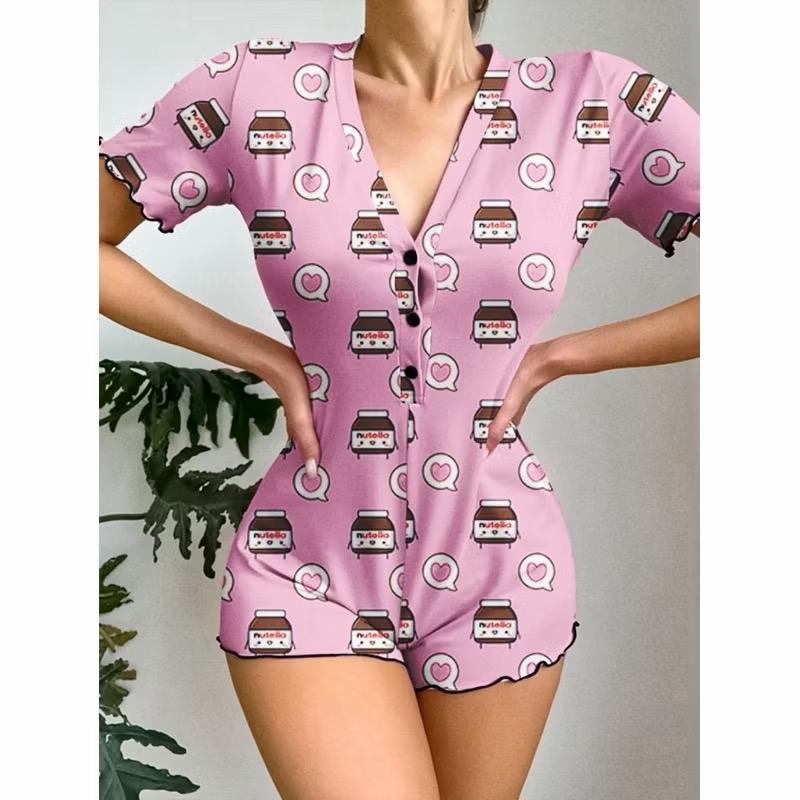 Macaquinho Pijama Com Botões em Suede Personagem