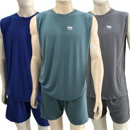 Pijama Masculino Regata E Short Verão Malha Sued Promoção