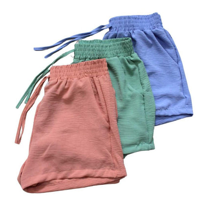 Kit 3 Short Duna Feminino Com Bolso Sortida