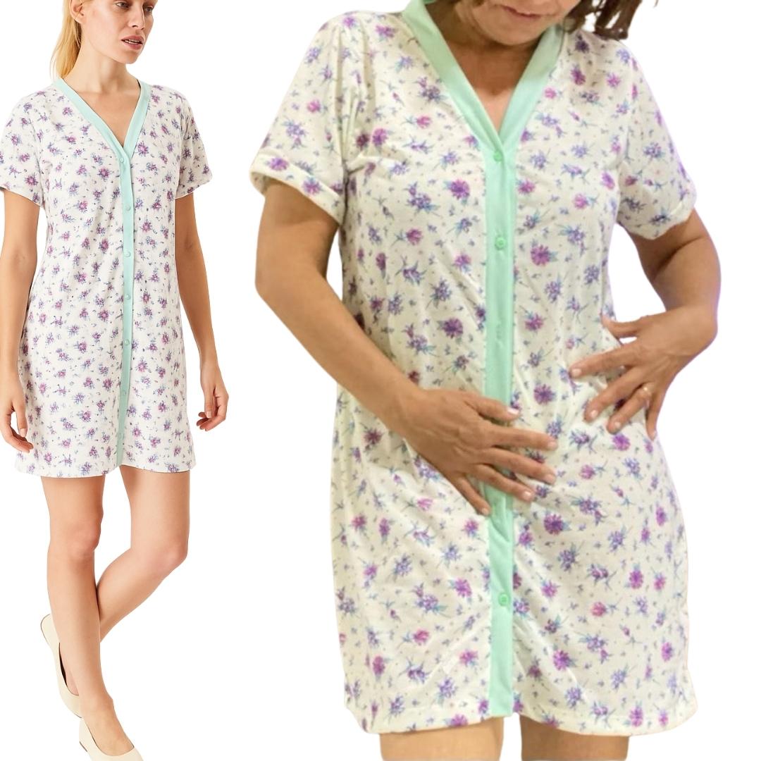 Camisola Manguinha Curta de Botões Pós Operatório Maternidade Feminino