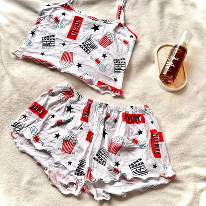 Croped Doll Personagem Pijama Suede para Mulheres com Estampa e Design Confortável