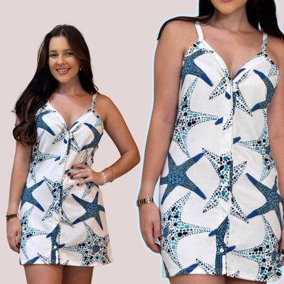 Camisola de botões funcionais sortida estampada pijama