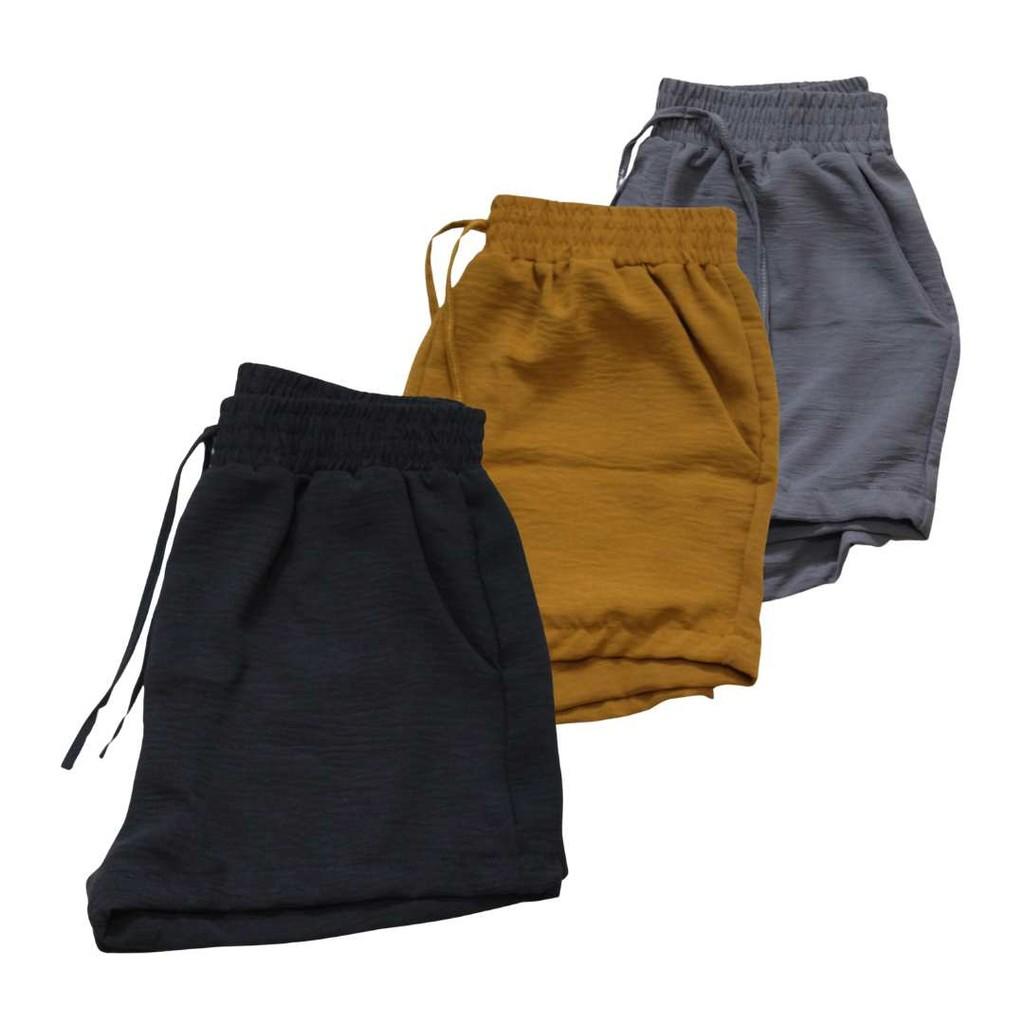 Kit 3 Short Duna Feminino Com Bolso Sortida