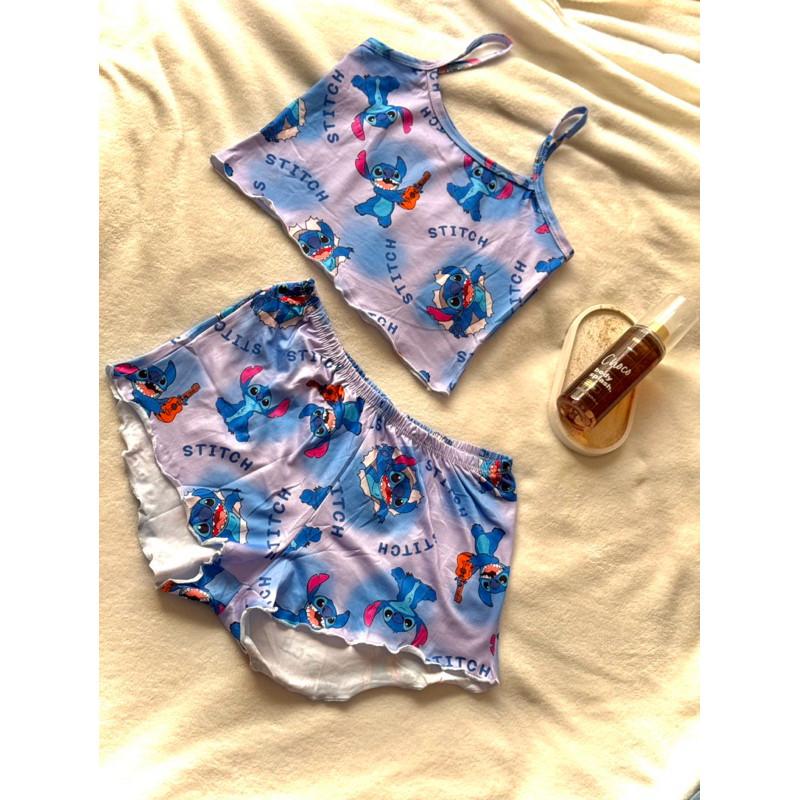 pijama feminino cropped doll suede estampado stitch