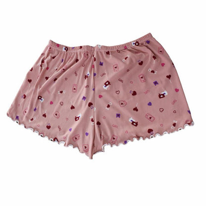 Kit 4 Shorts de Pijama Estampado Ondinha Suede Confortável Feminino Curto Estampa Viva e Colorida