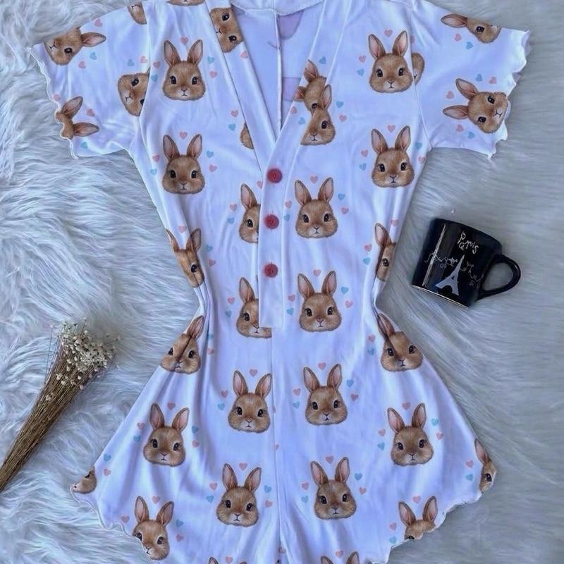 Macaquinho Pijama Com Botões em Suede Personagem