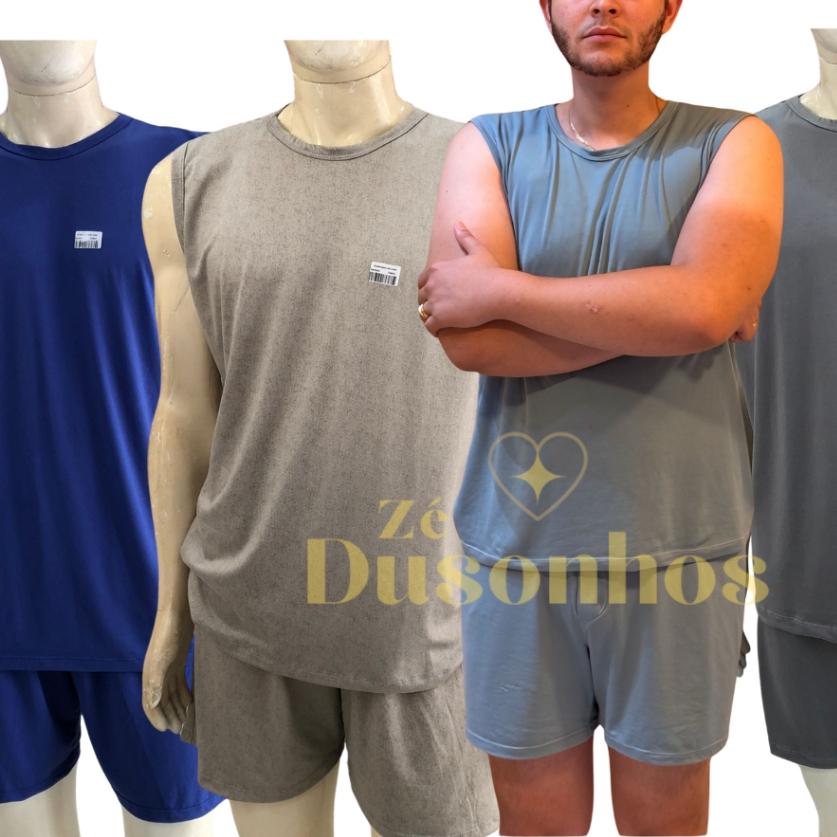 pijama masculino regata short verão promoção 100% suede Várias Cores