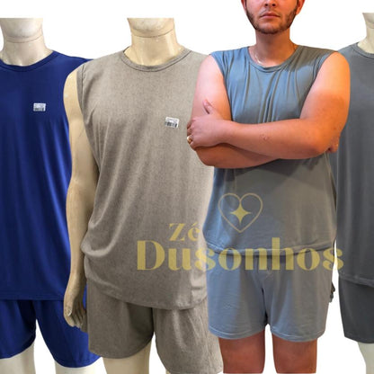 pijama masculino regata short verão promoção 100% suede Várias Cores