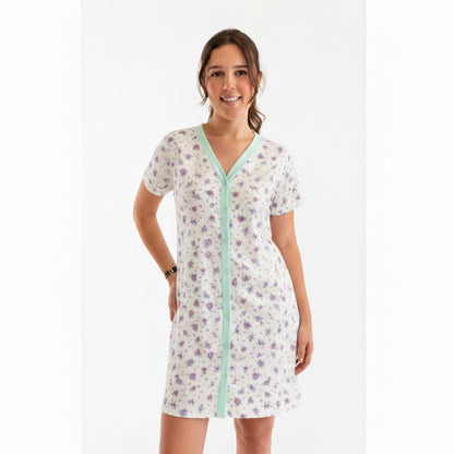 Camisola senhora de botão abre fácil pós cirurgico