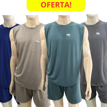 pijama masculino regata short verão promoção 100% suede Várias Cores