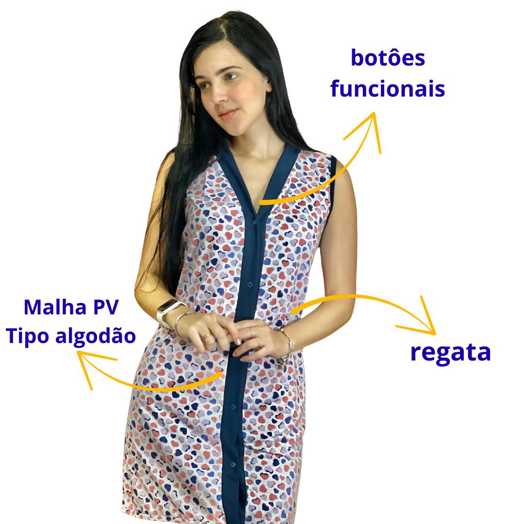 Kit com 2 Camisola de Botão Senhora Verão Pós Operatório