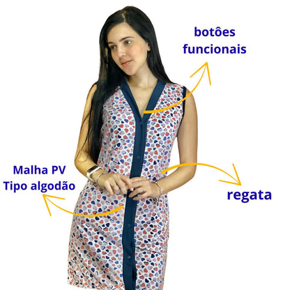 Kit com 2 Camisola de Botão Senhora Verão Pós Operatório