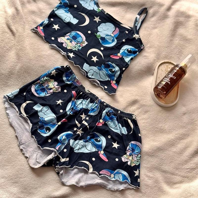 Croped Doll Personagem Pijama Suede para Mulheres com Estampa e Design Confortável