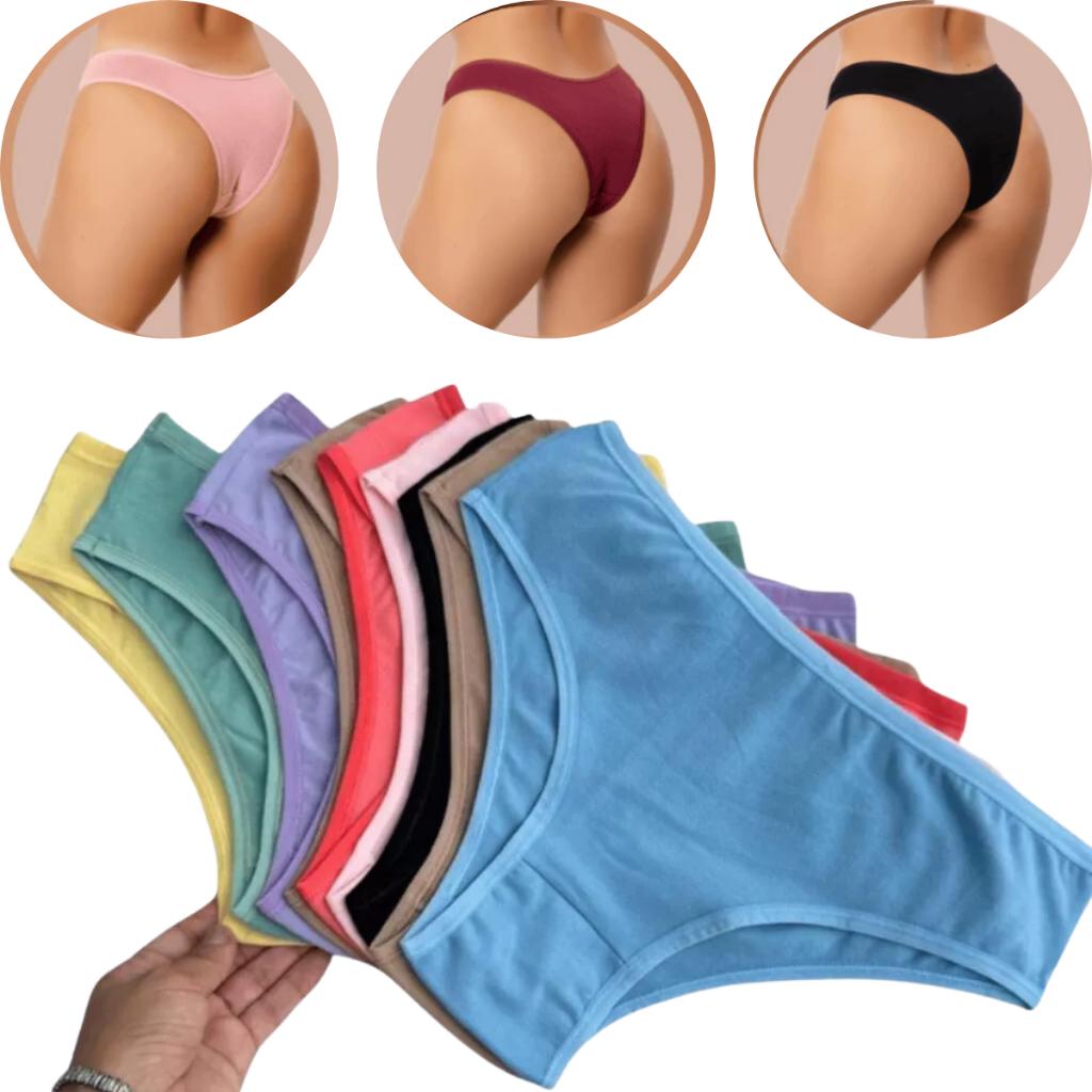 Kit 10 Calcinhas Algodão Conforto Básica Cores Variadas