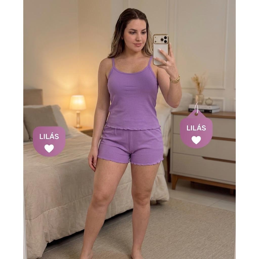 Pijama Baby Doll Short Doll Feminino Em Canelado Suede