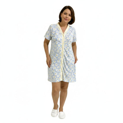 Camisola senhora de botão abre fácil pós cirurgico