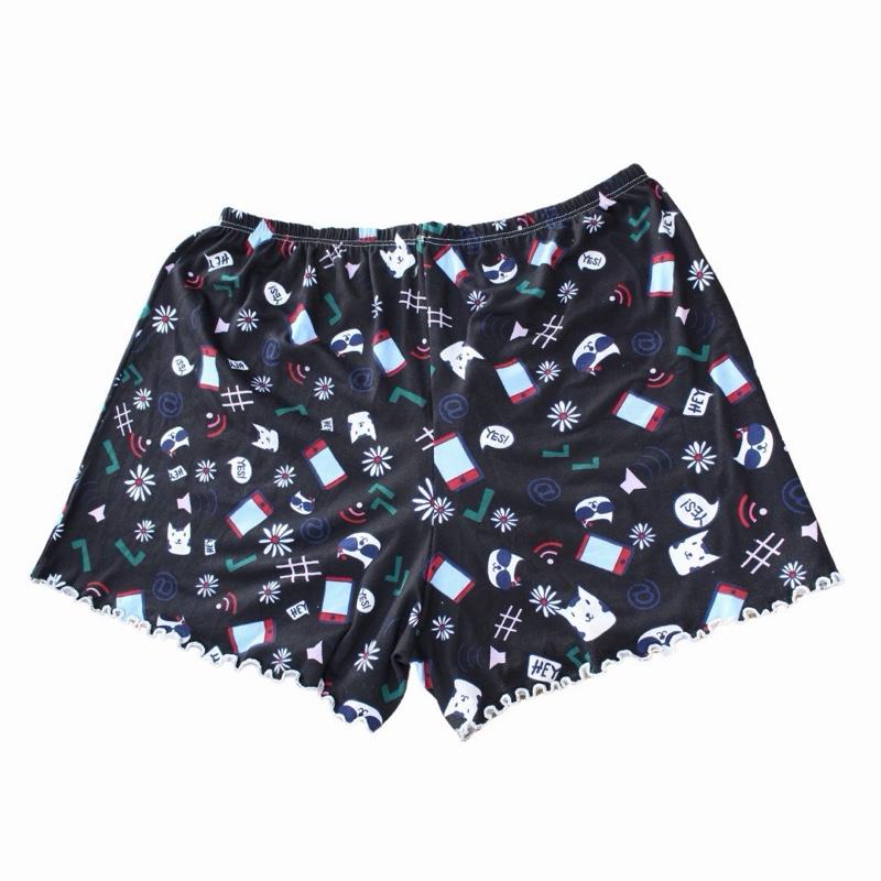 Kit 4 Shorts de Pijama Estampado Ondinha Suede Confortável Feminino Curto Estampa Viva e Colorida