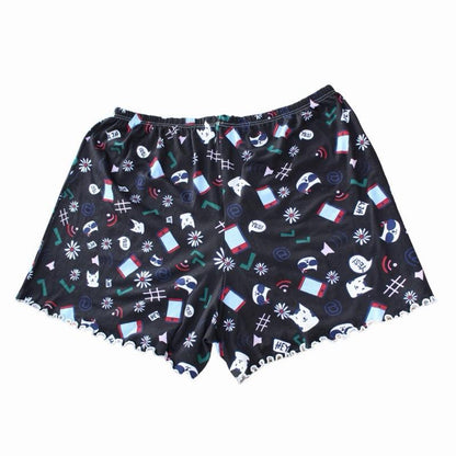 Kit 4 Shorts de Pijama Estampado Ondinha Suede Confortável Feminino Curto Estampa Viva e Colorida