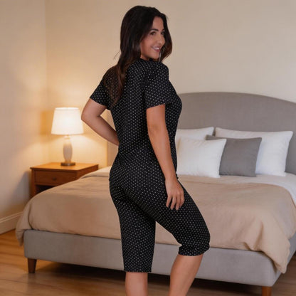 Pijama Pescador Feminino Adulto Manga Curta E Calça Para Dormir Conforto